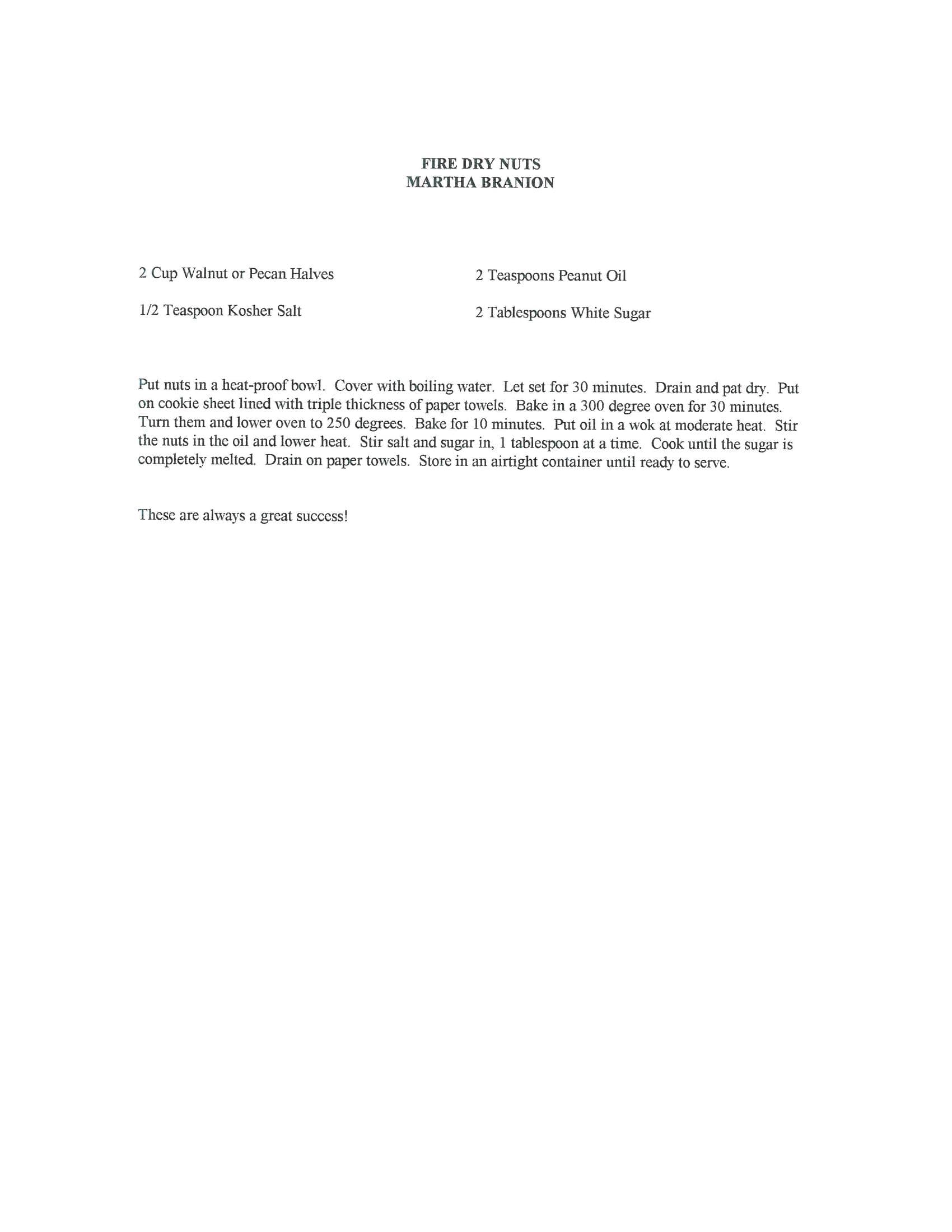 Original cookbook page for Fire Dry Nuts