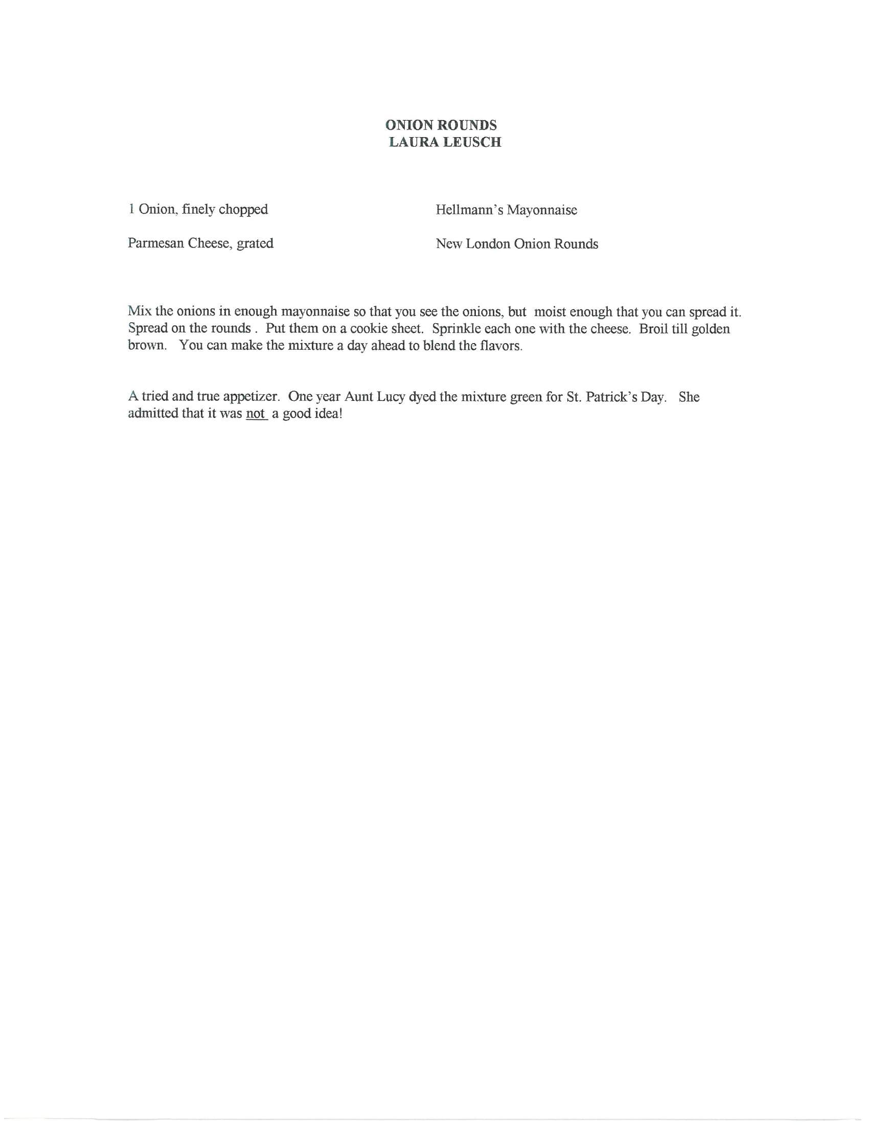 Original cookbook page for Onion Rounds
