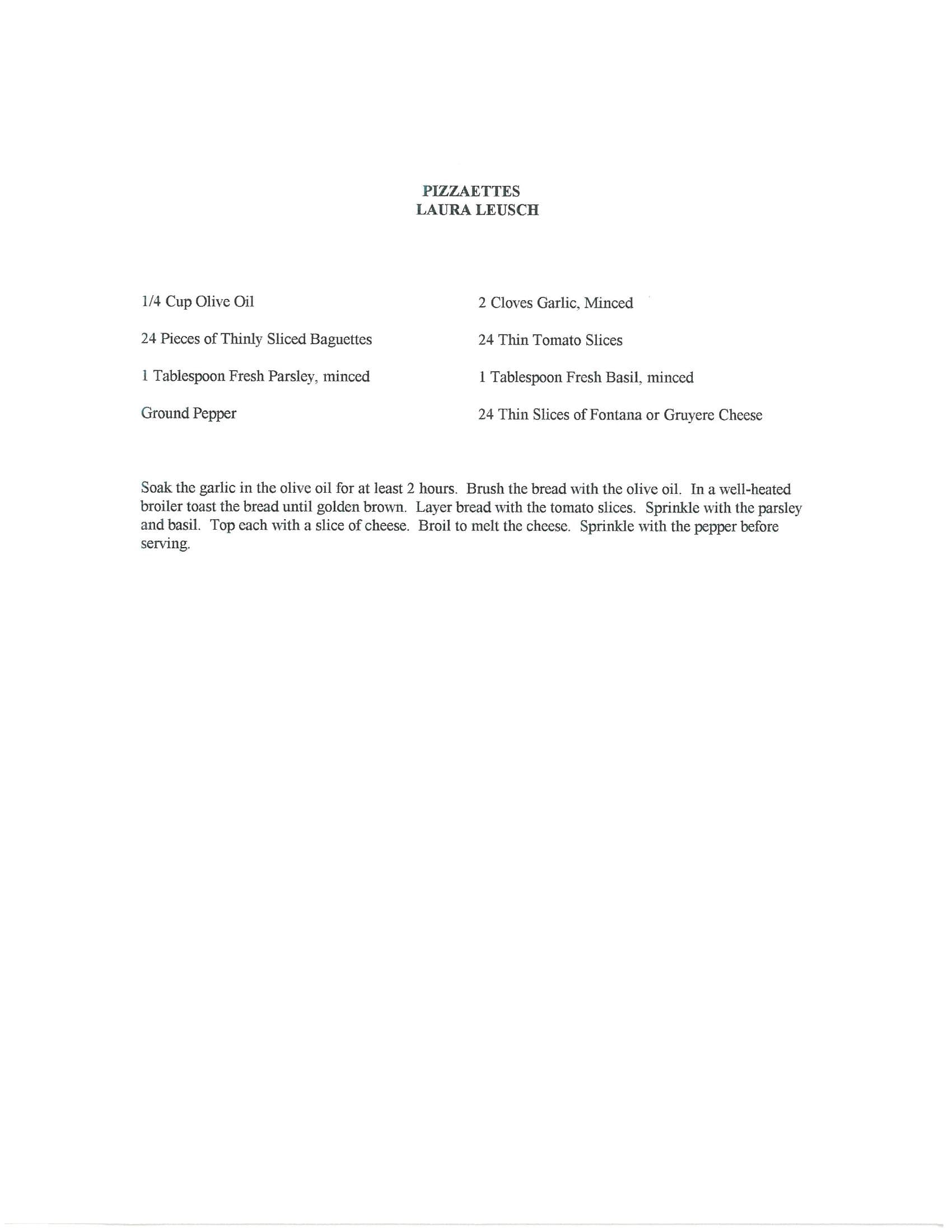 Original cookbook page for Pizzaettes