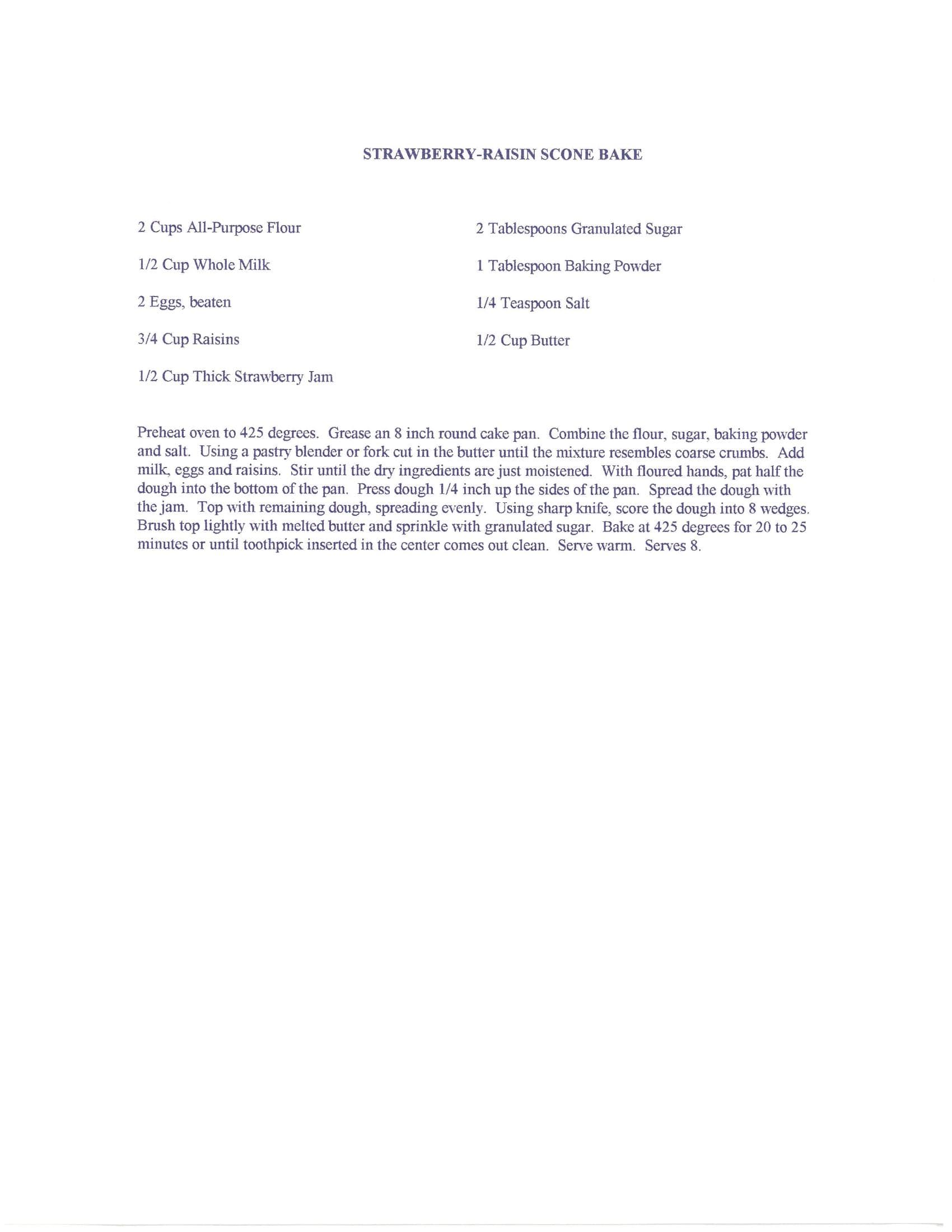 Original cookbook page for Strawberry-raisin Scone Bake
