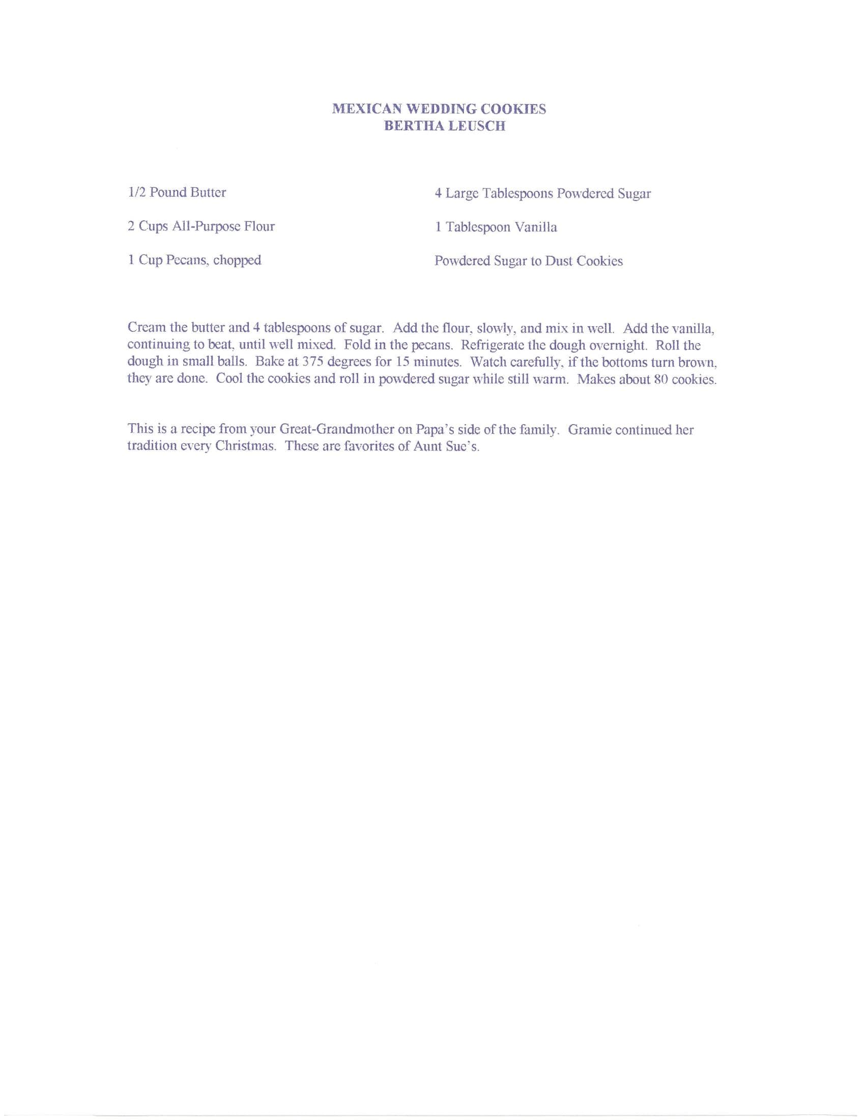 Original cookbook page for Mexican Wedding Cookies
