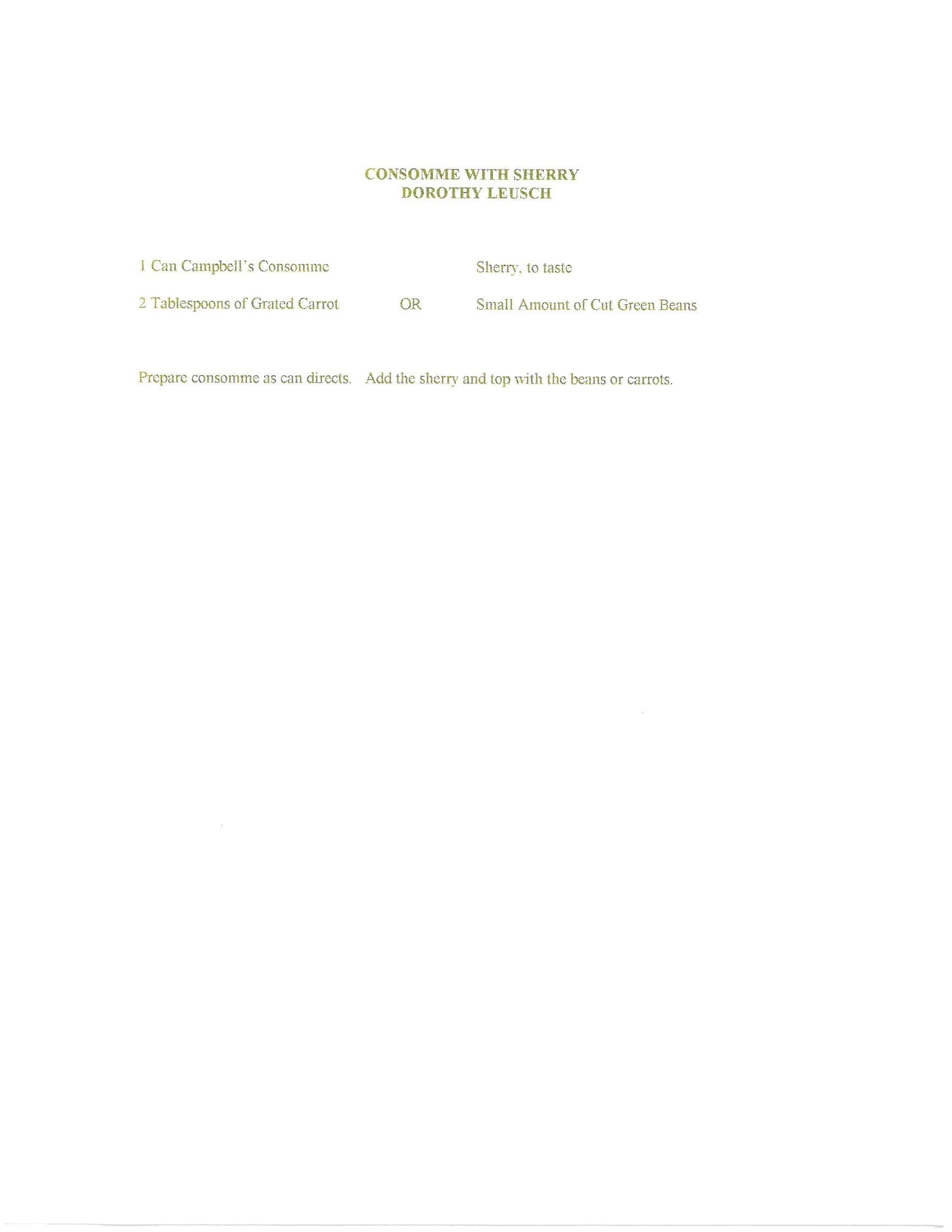 Original cookbook page for Consomme with Sherry