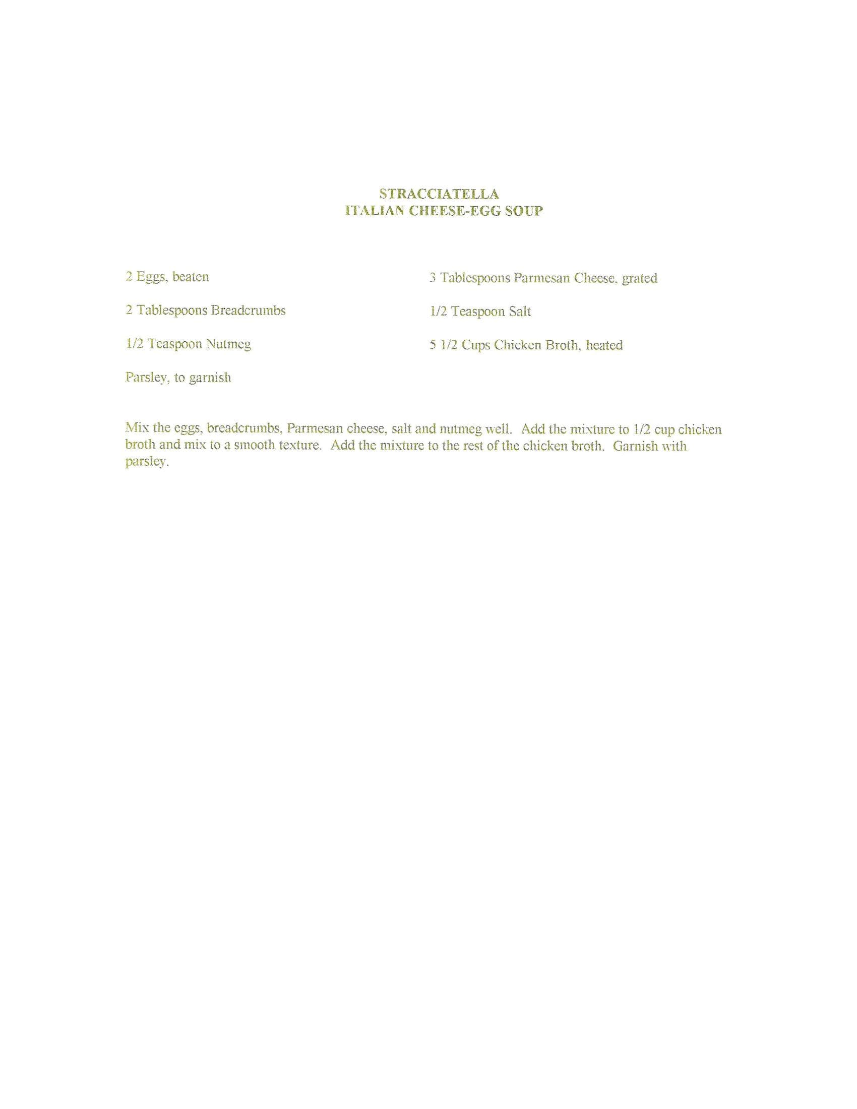 Original cookbook page for Stracciatella Italian Cheese-egg Soup