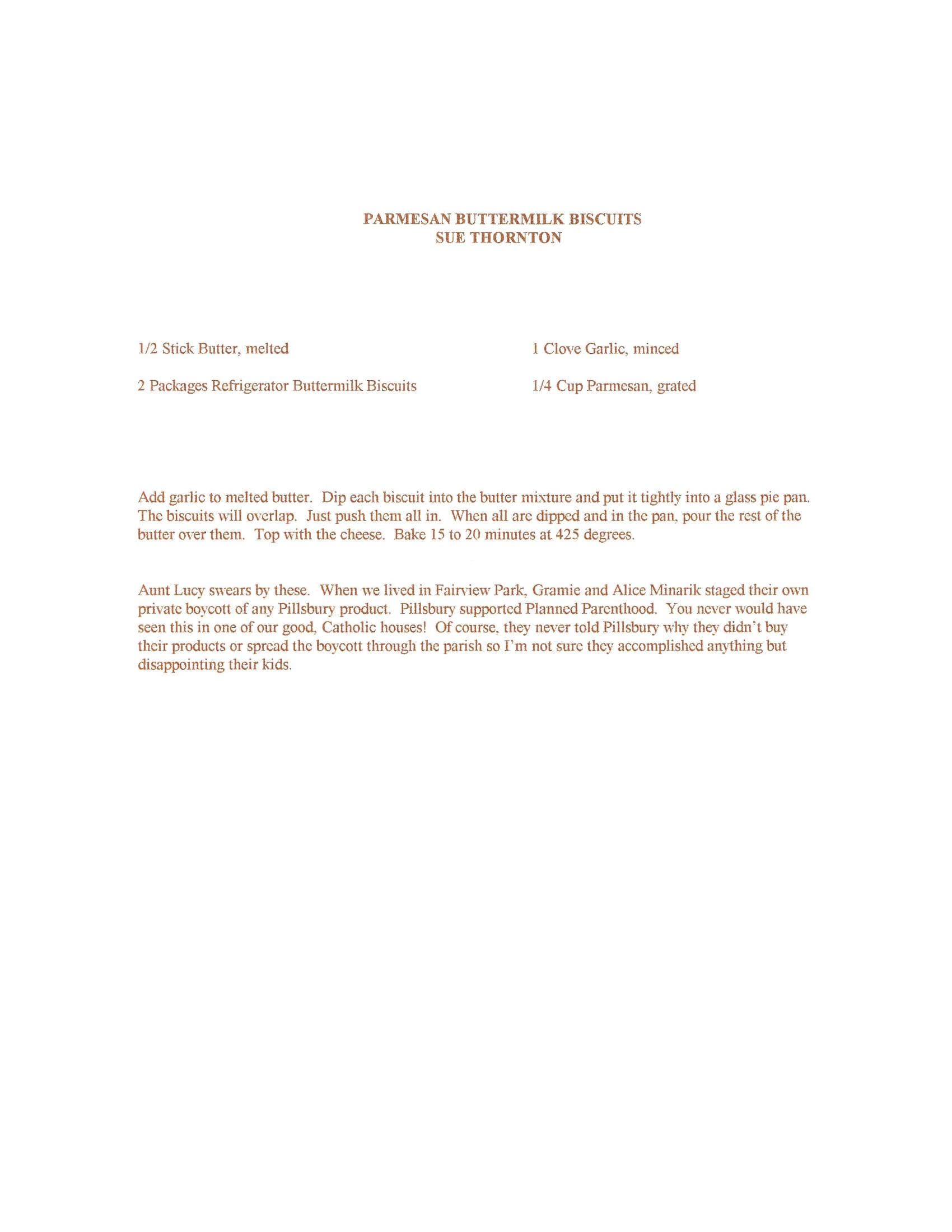 Original cookbook page for Parmesan Buttermilk Biscuits