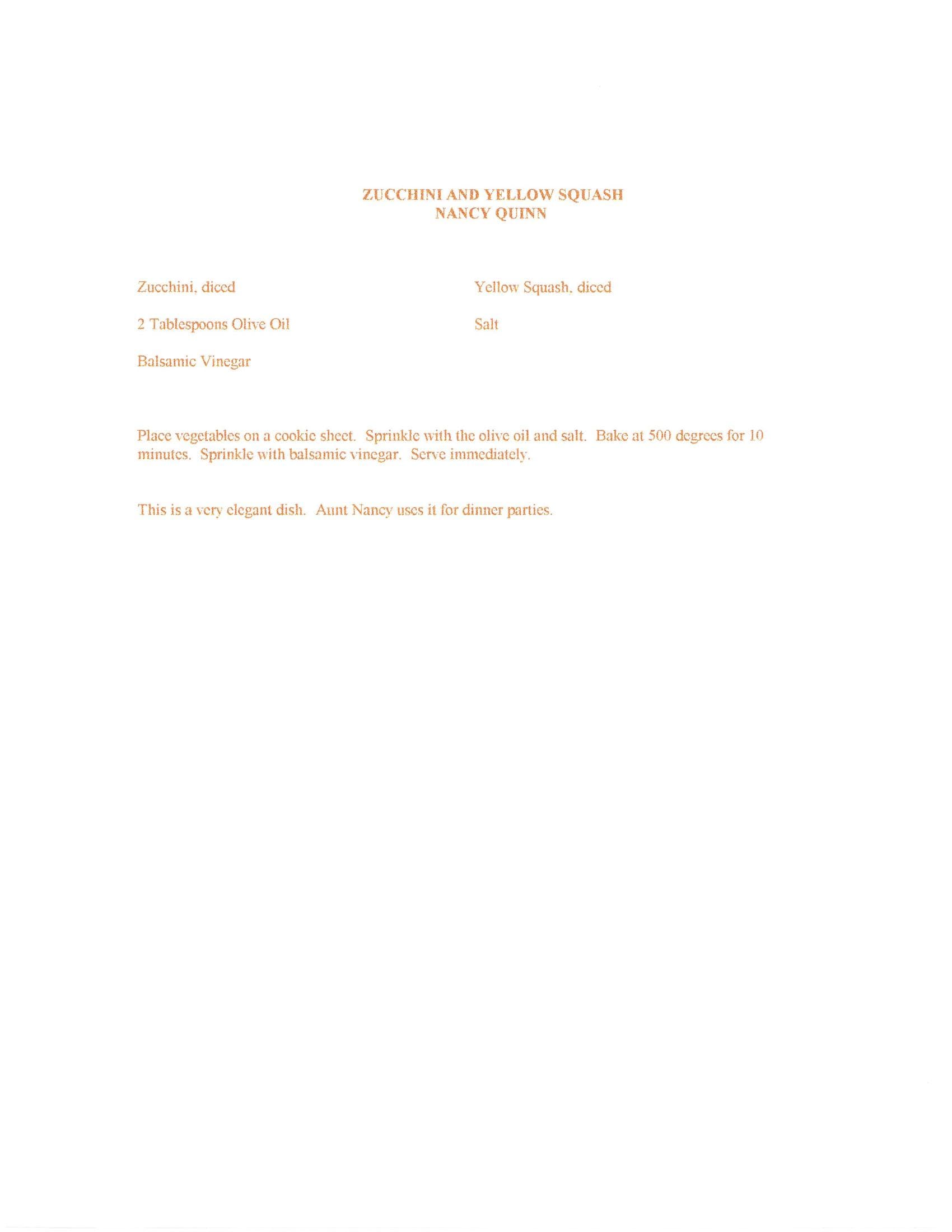 Original cookbook page for Zucchini and Yellow Squash